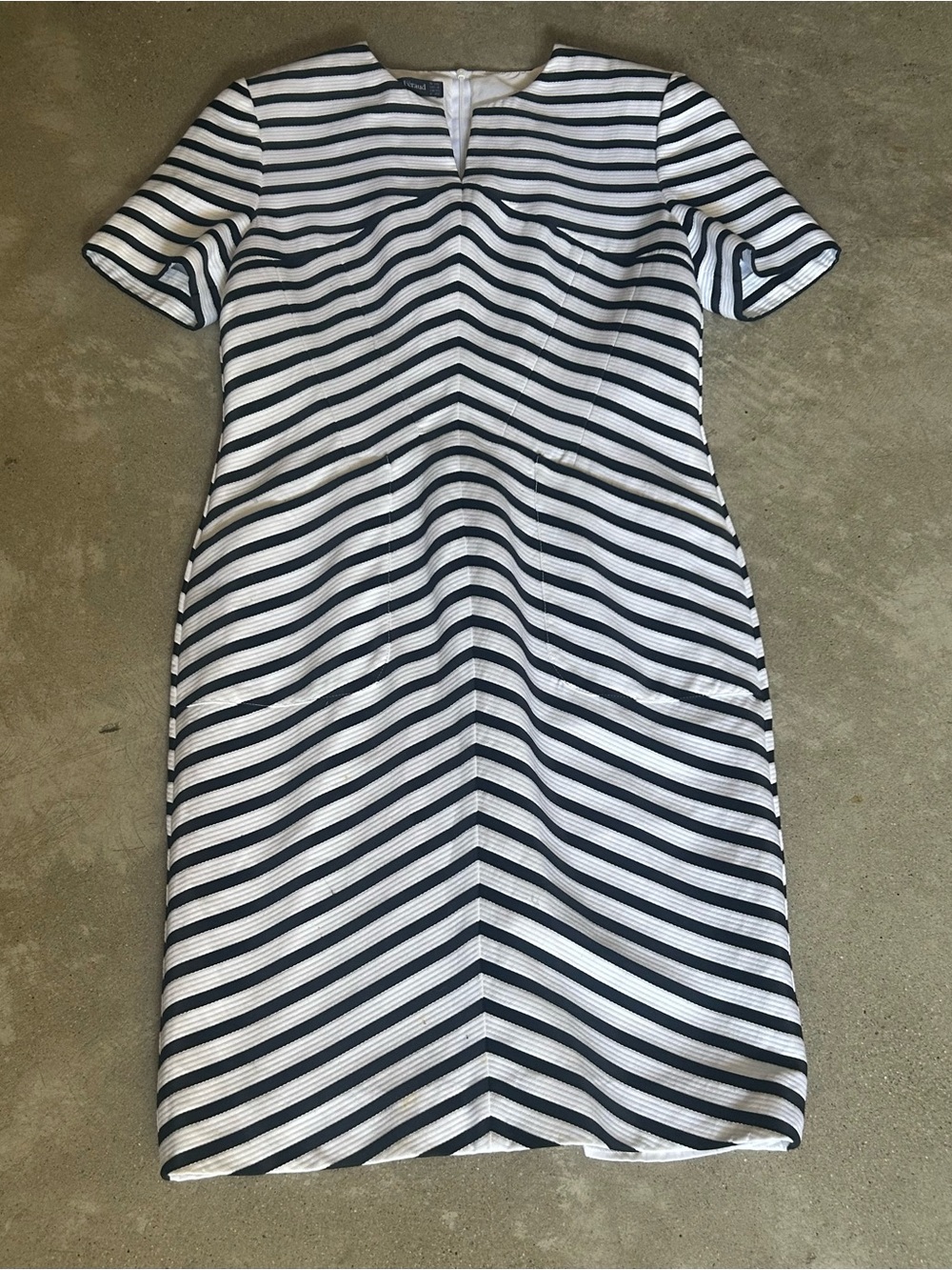 Louis Feraud Black and White Striped Midi Dress